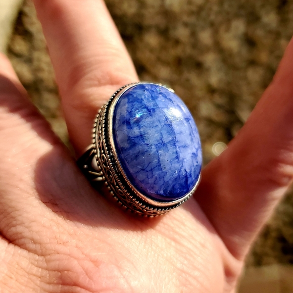 New Unique Dyed Dendritic Opal 925 Silver Ring. - Picture 6 of 7